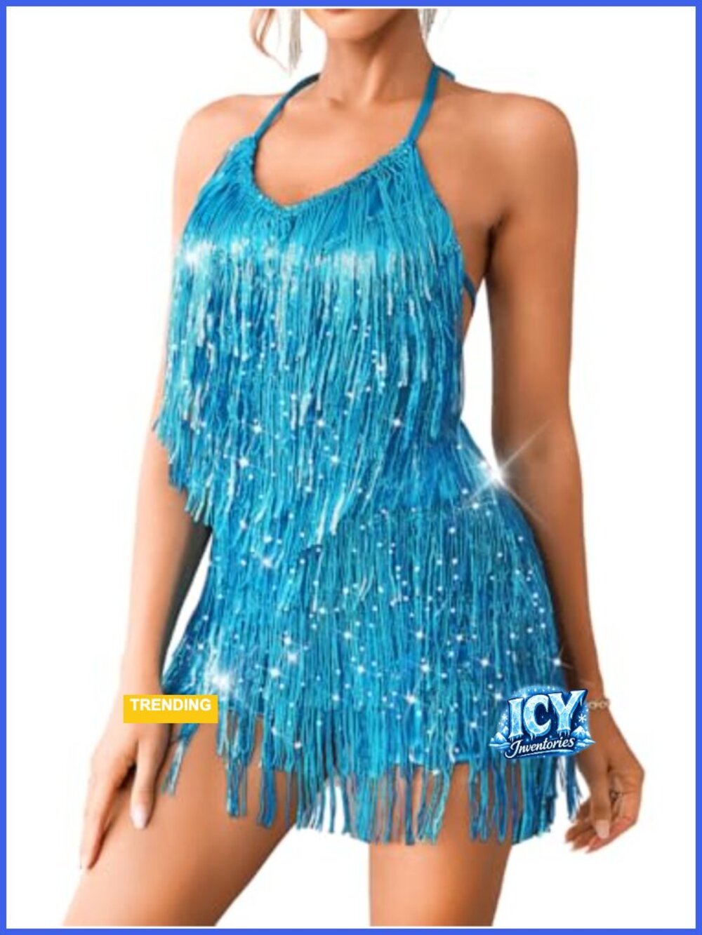 Sequin Fringe Romper V Neck Sleeveless Bodycon Jumpsuit Party Disco